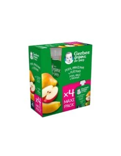 Gerber Organic Pera Manzana Platano 4 Pouch 90 G