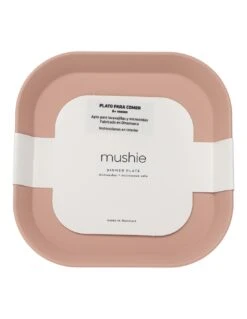 Mushie Plato Cuadrado Infantil 6m Blush 2 Uds Re